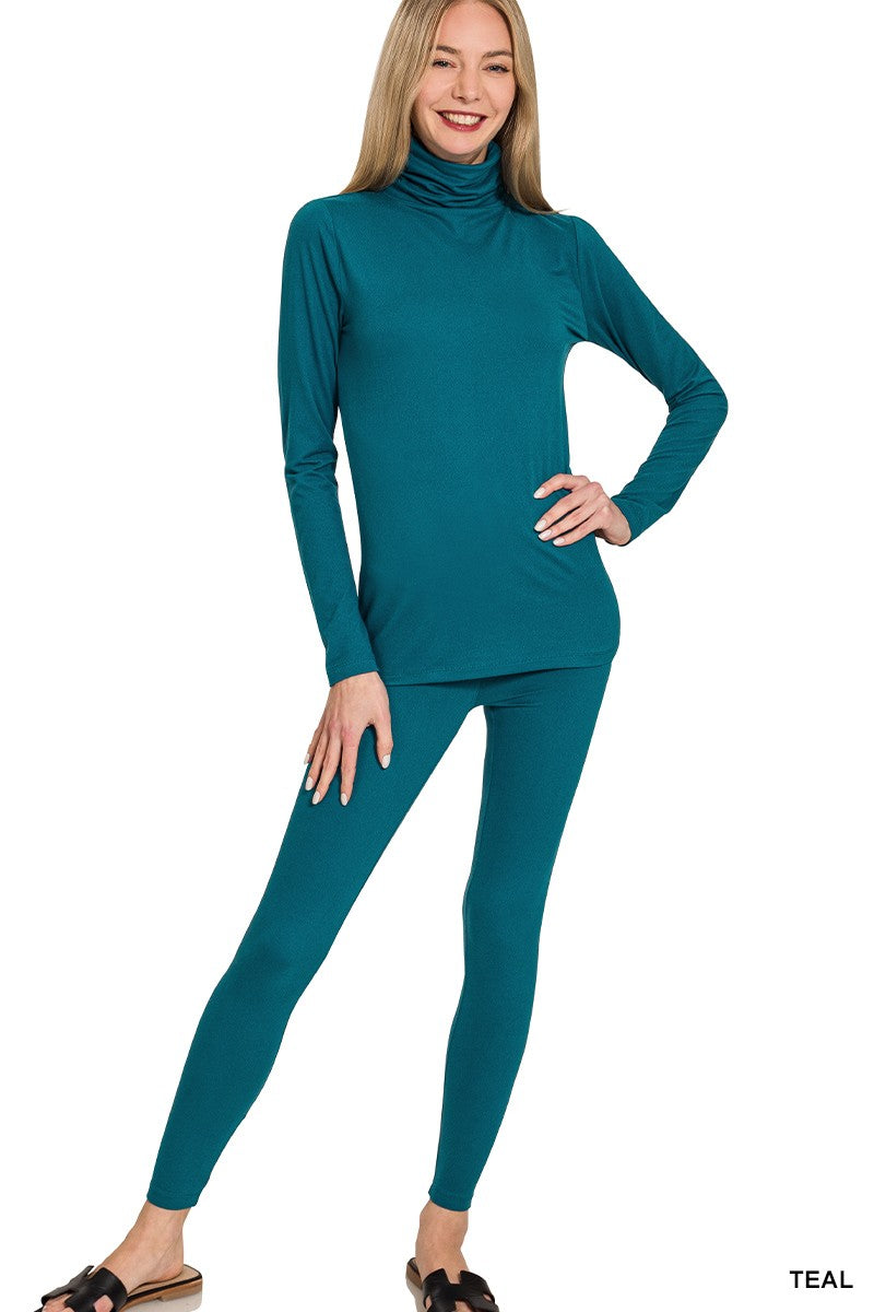 The Luxe Mock-Neck Set in Teal