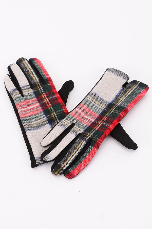 Classic White Plaid Gloves