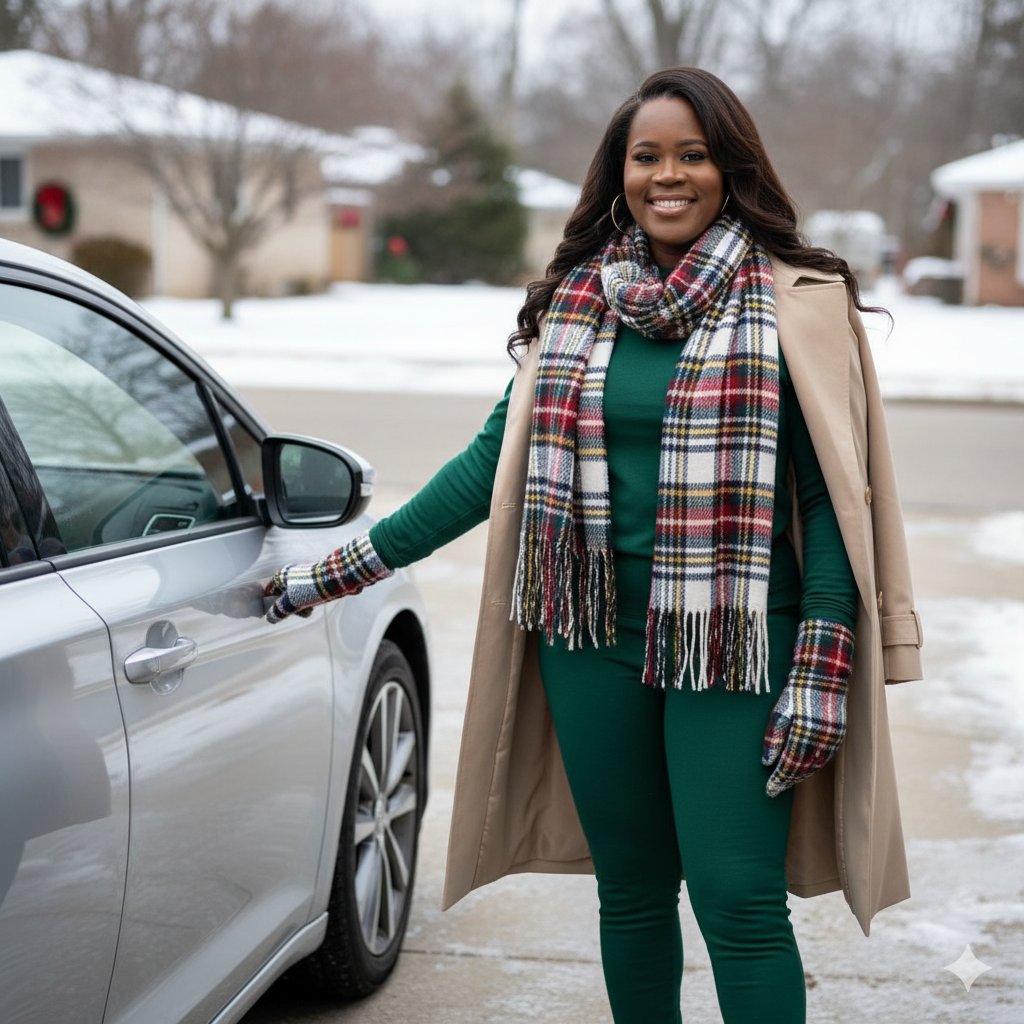 Classic White Plaid Gloves